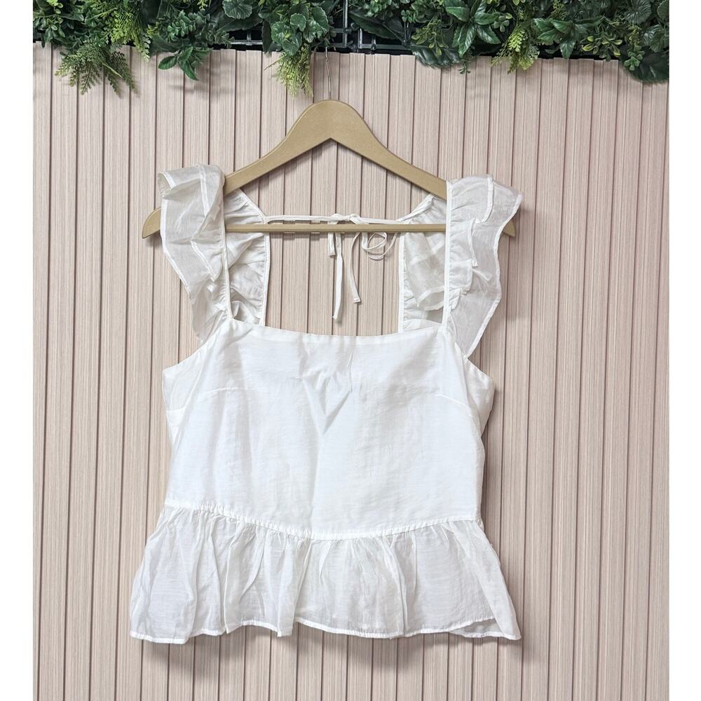 H&M Divided Tie-Detail Peplum Blouse White Size M